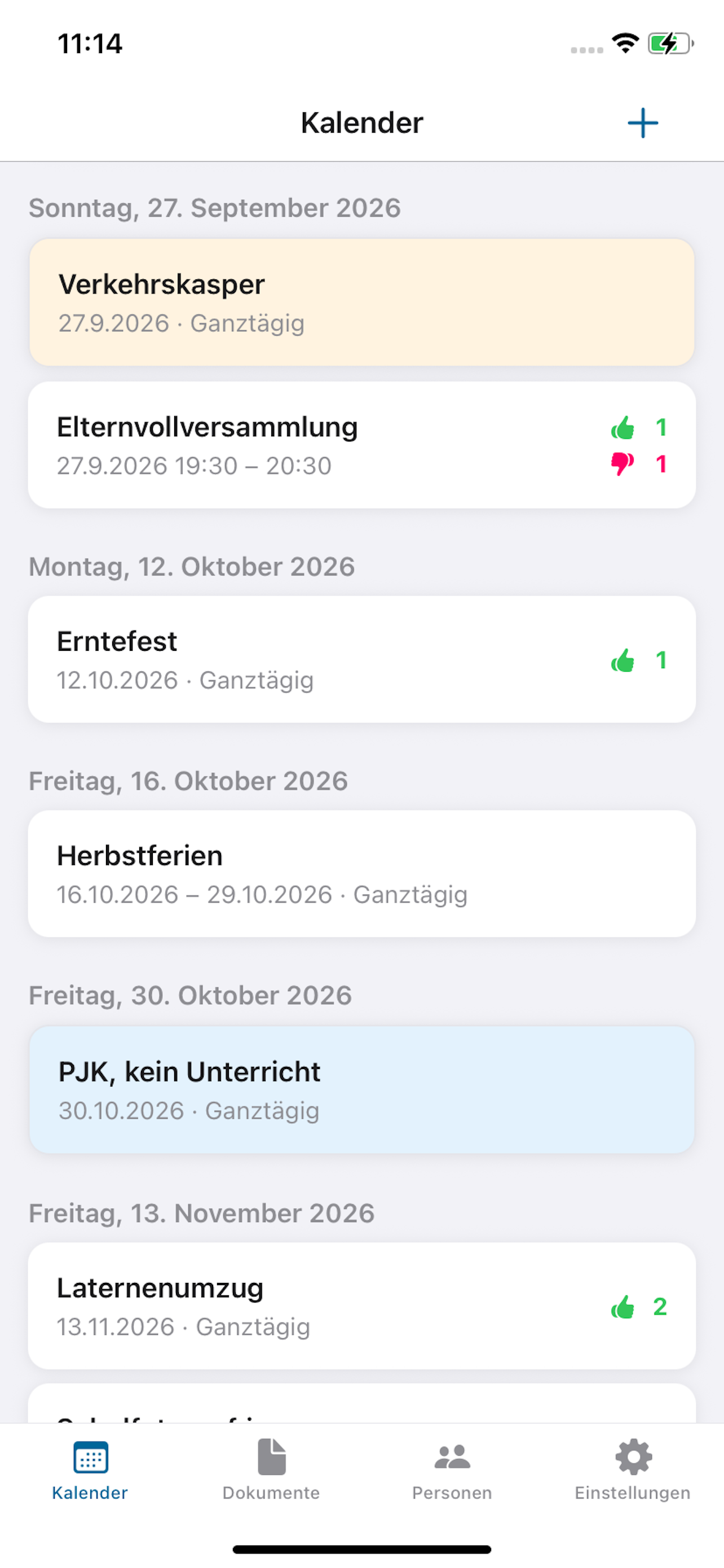 Kalenderübersicht in Kreise