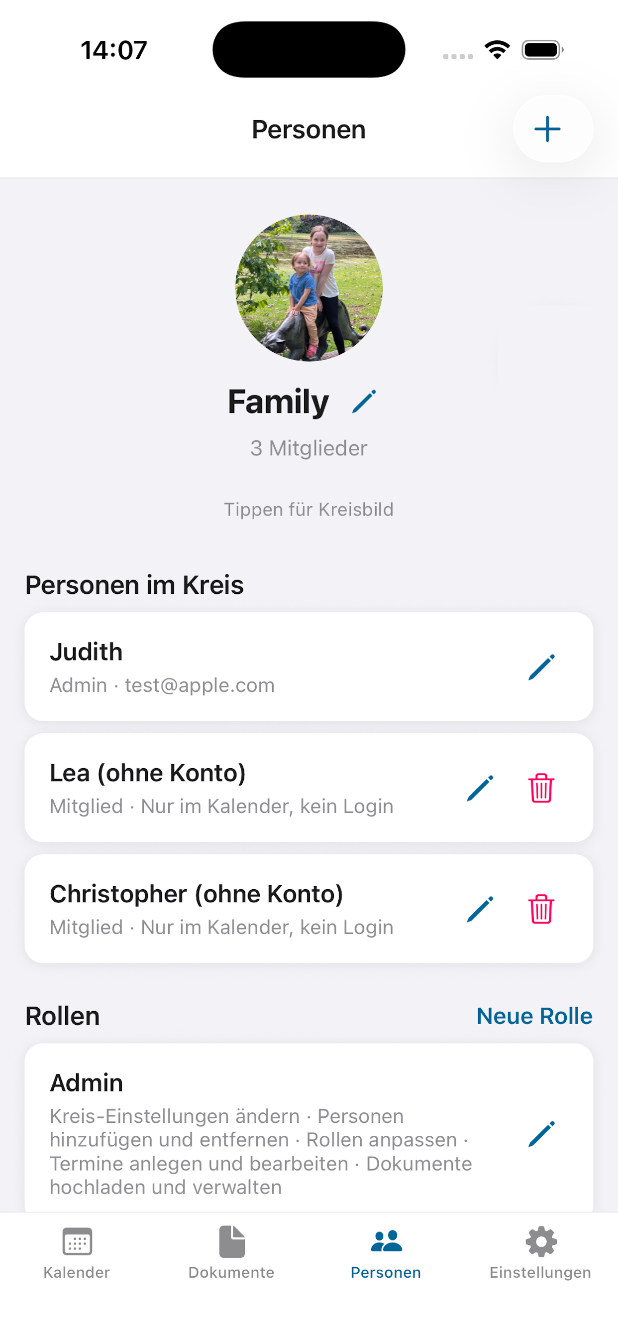 Personen und Rollen im Kreis