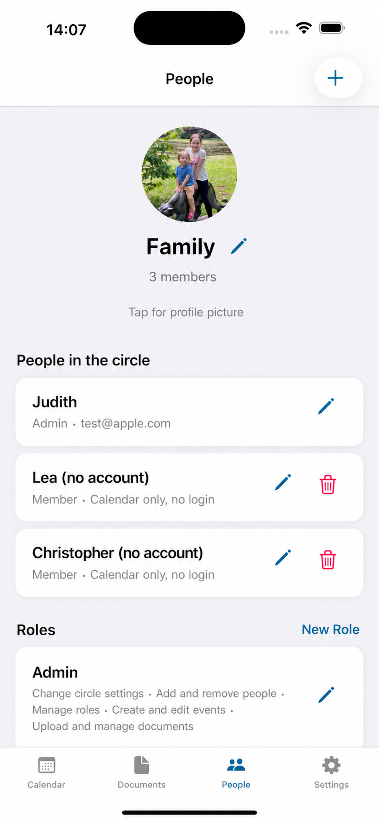 People and roles in a circle